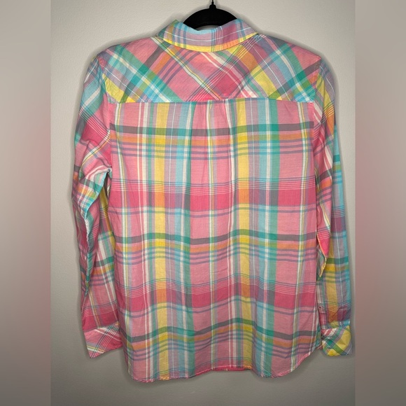 NEW Talbots 100% Cotton Button-Front Shirt – Pastel Easter Plaid – Women’s S - Picture 3 of 8